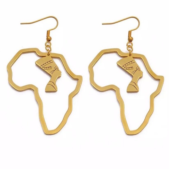 Stainless steal African map large earrings! - Picture 4 of 4